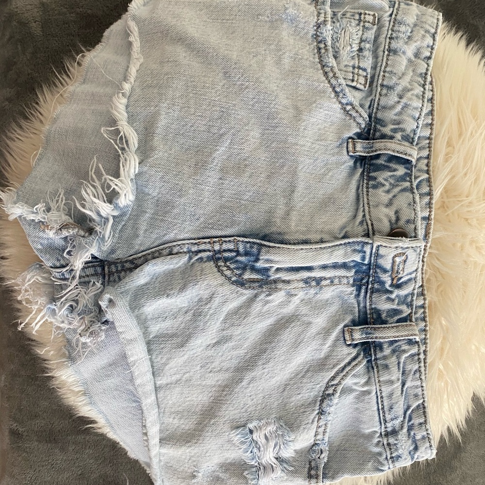 Nature Denim Distressed Light Wash Shorts